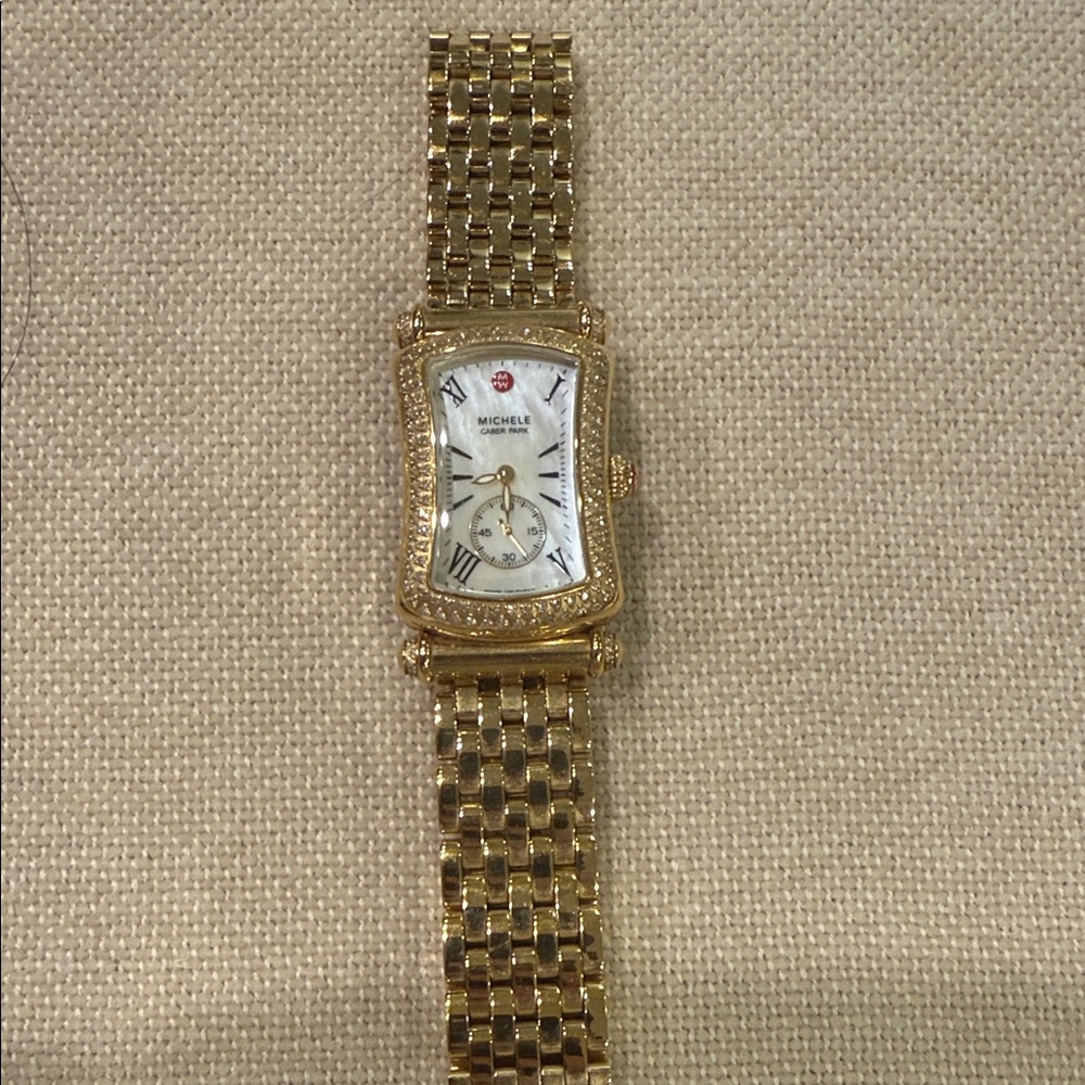 Michele Gold Watch with Diamond Details